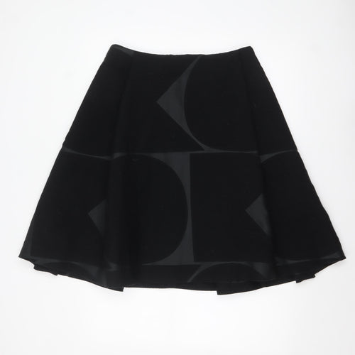 Orla Kiely Women's Black A-Line Knee Length Wool Skirt UK 12