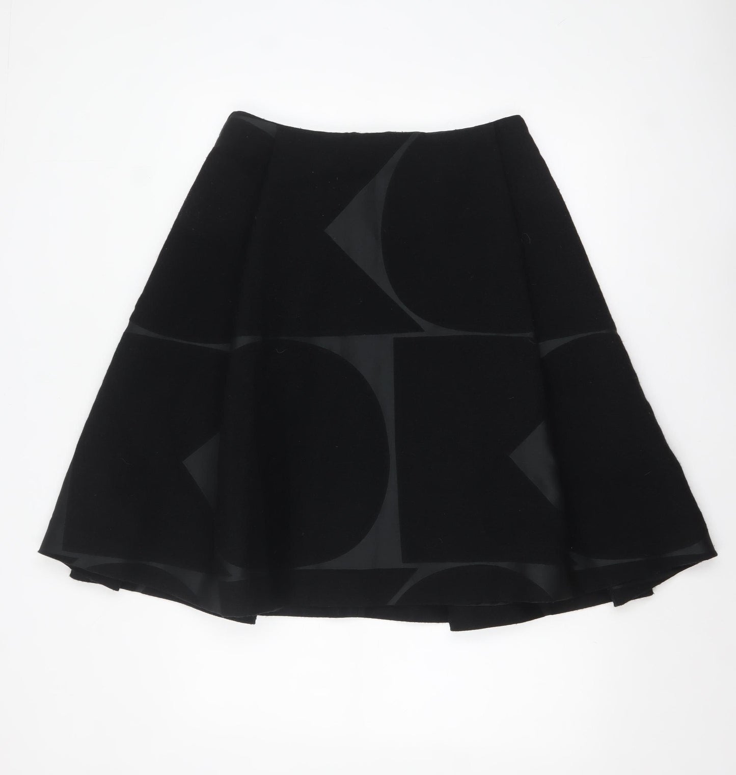 Orla Kiely Women's Black A-Line Knee Length Wool Skirt UK 12