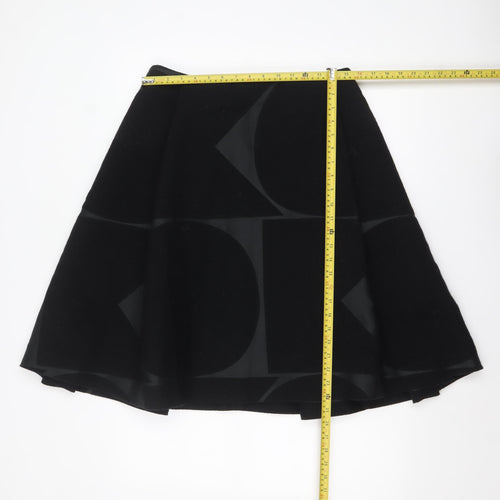 Orla Kiely Women's Black A-Line Knee Length Wool Skirt UK 12