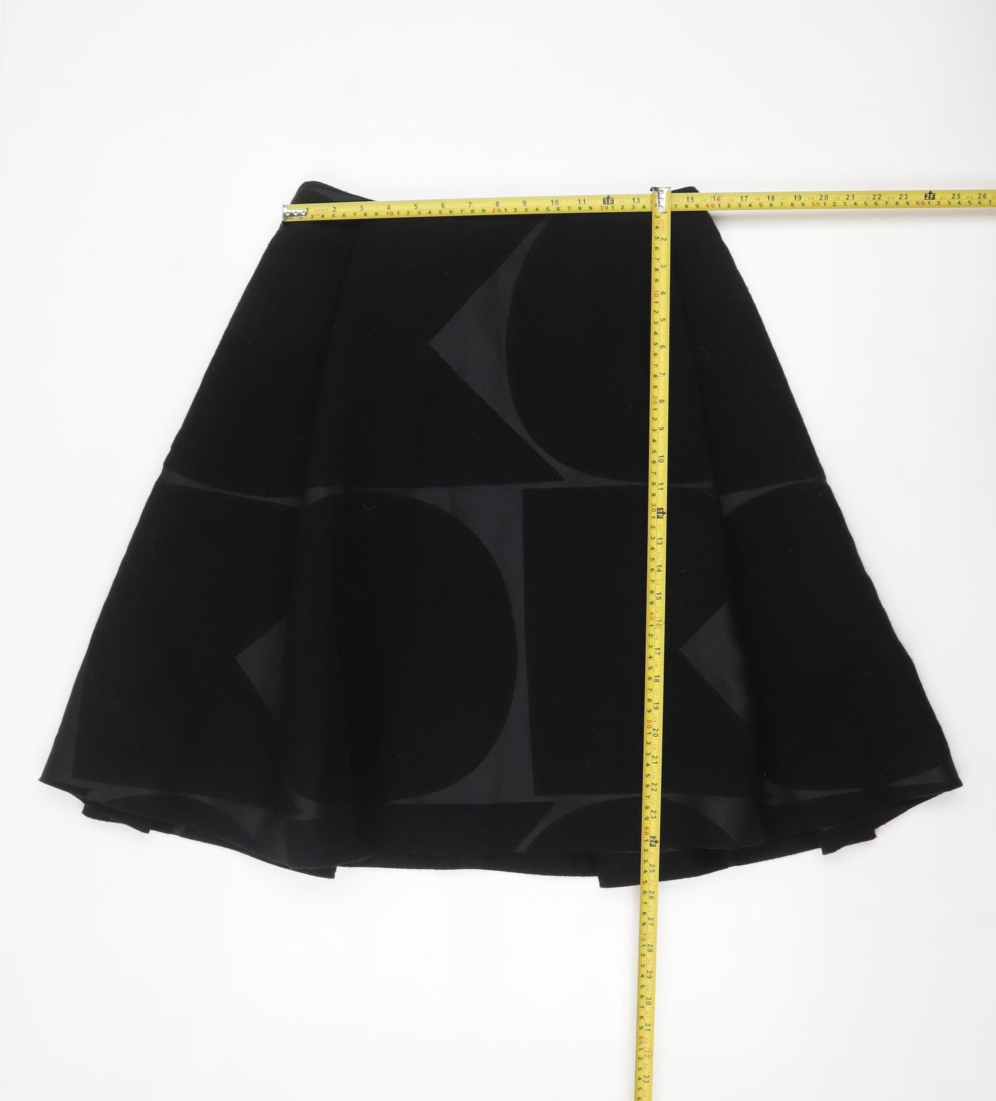 Orla Kiely Women's Black A-Line Knee Length Wool Skirt UK 12