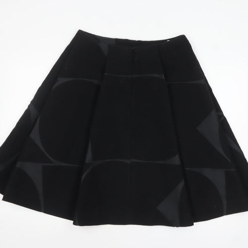 Orla Kiely Women's Black A-Line Knee Length Wool Skirt UK 12