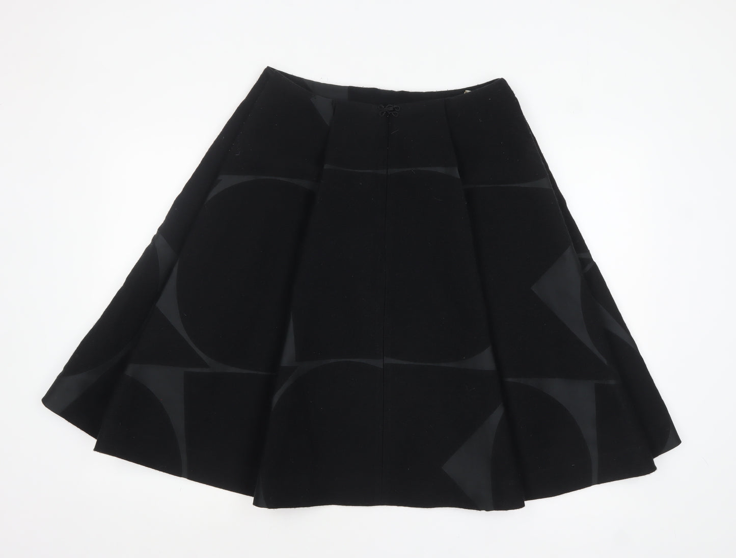 Orla Kiely Women's Black A-Line Knee Length Wool Skirt UK 12