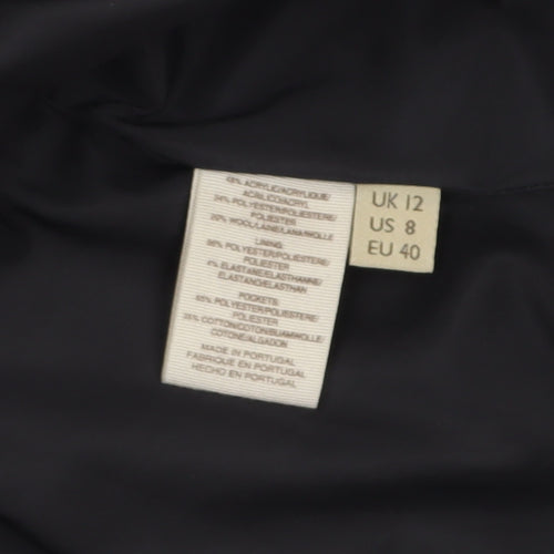 Orla Kiely Women's Black A-Line Knee Length Wool Skirt UK 12