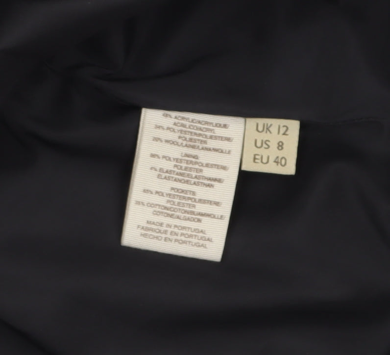 Orla Kiely Women's Black A-Line Knee Length Wool Skirt UK 12