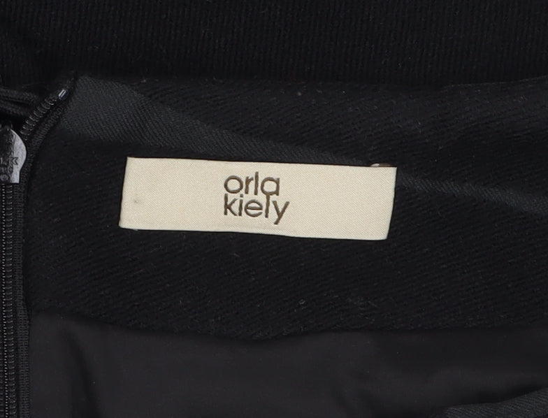 Orla Kiely Women's Black A-Line Knee Length Wool Skirt UK 12