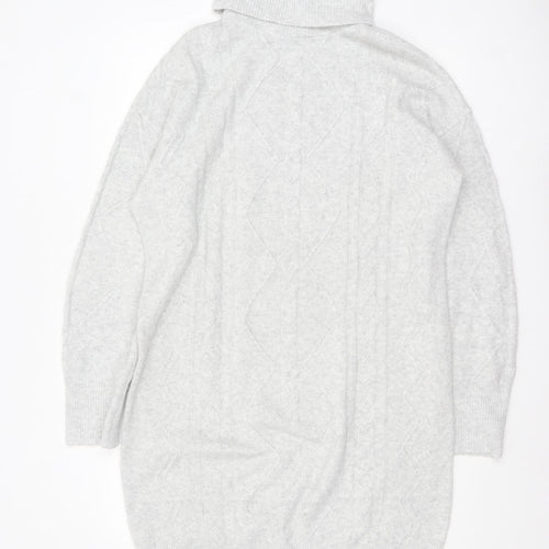 F&F Women's Grey Roll Neck Cable-Knit Long Sleeve Jumper M