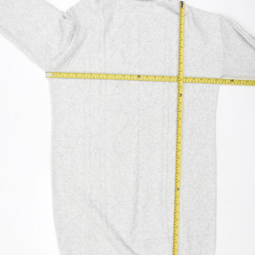 F&F Women's Grey Roll Neck Cable-Knit Long Sleeve Jumper M