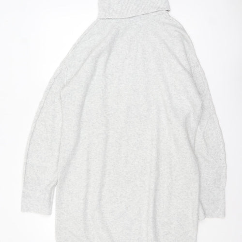 F&F Women's Grey Roll Neck Cable-Knit Long Sleeve Jumper M
