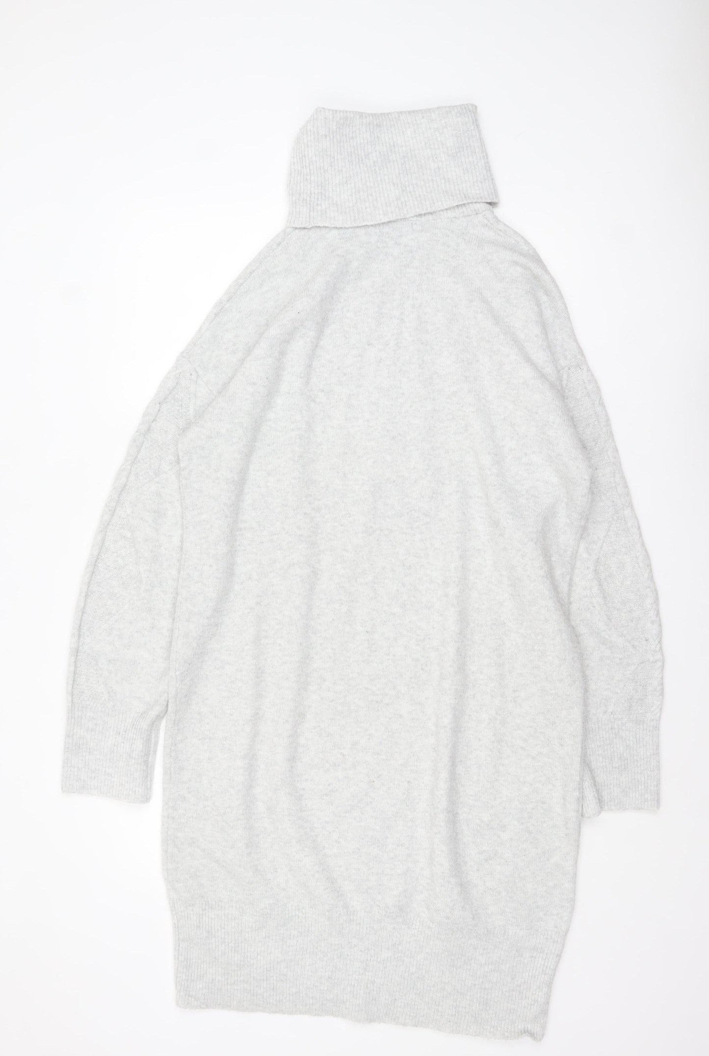 F&F Women's Grey Roll Neck Cable-Knit Long Sleeve Jumper M