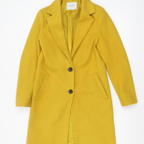 George Women's Yellow Long Overcoat Size 8 Classic Polyester