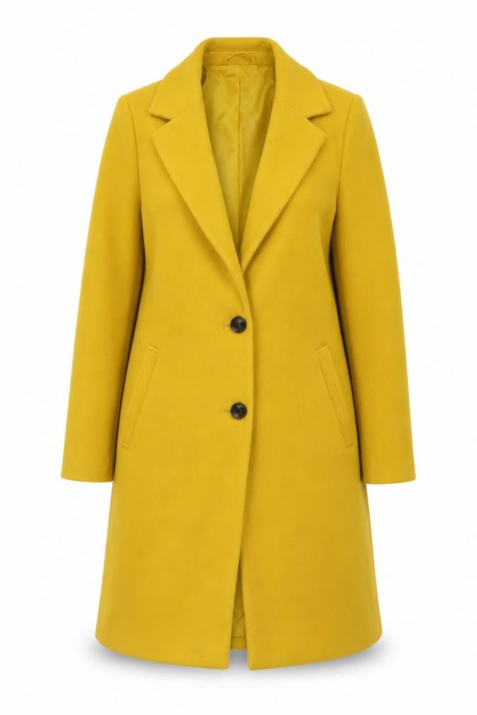 Front view of George Women's Yellow Long Overcoat, size 8, Classic Polyester