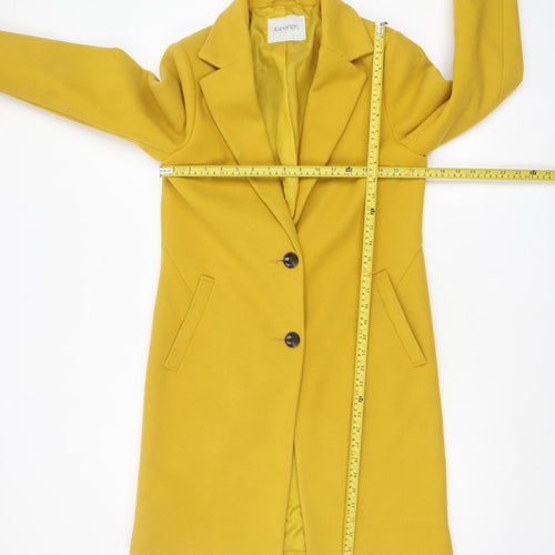 George Women's Yellow Long Overcoat Size 8 Classic Polyester