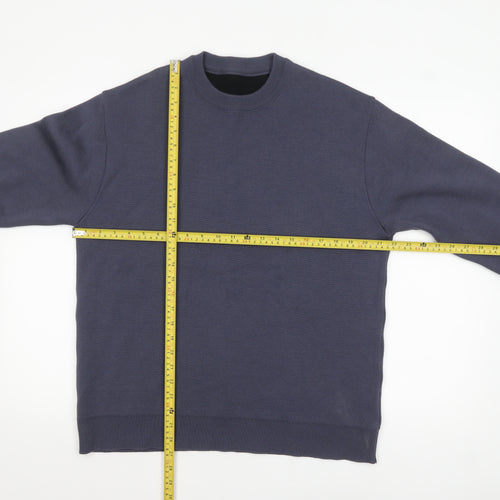 United Tokyo Men's Blue M Crew Neck Wool Blend Pullover Jumper