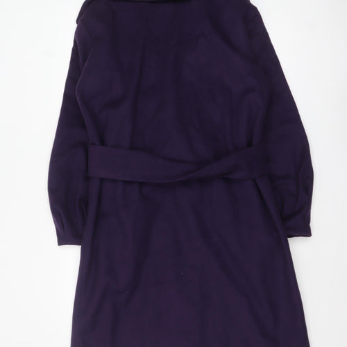 French Connection Women's Purple Wool Trench Coat Size 10 Belted Long