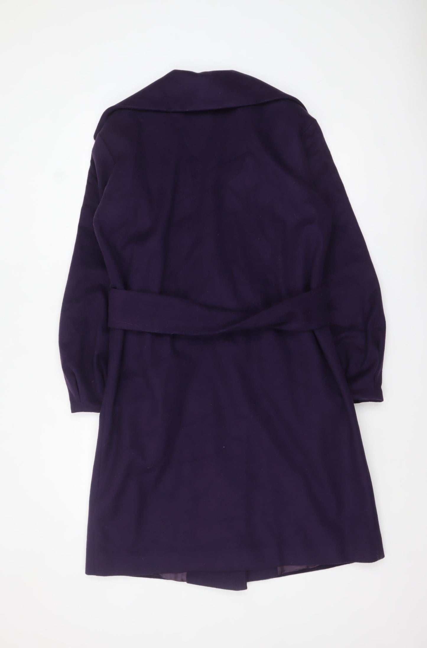 French Connection Women's Purple Wool Trench Coat Size 10 Belted Long