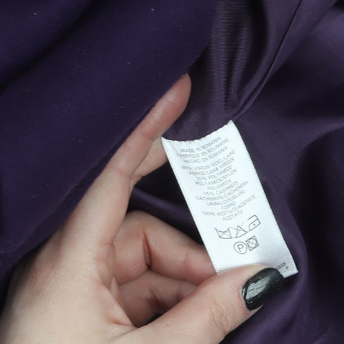 French Connection Women's Purple Wool Trench Coat Size 10 Belted Long