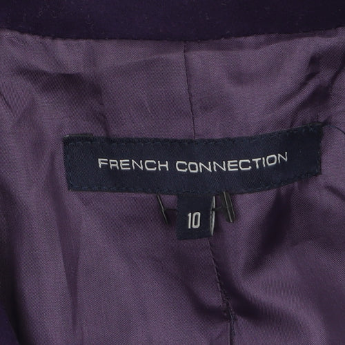 French Connection Women's Purple Wool Trench Coat Size 10 Belted Long