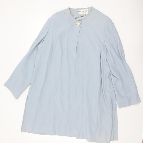 Jaeger Women Blue Mid-Length Coat Size 12 Acetate Blend Classic Style
