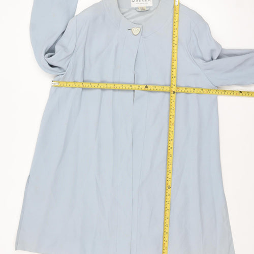 Jaeger Women Blue Mid-Length Coat Size 12 Acetate Blend Classic Style
