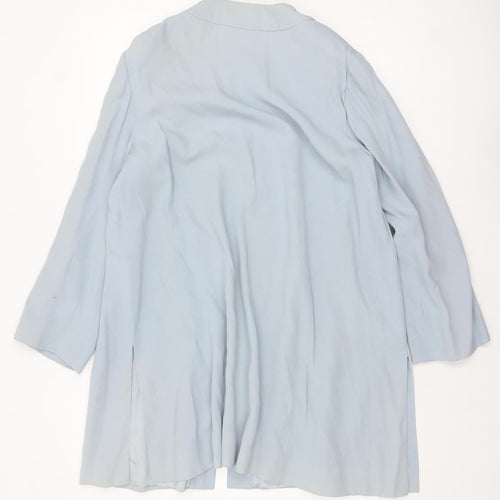 Jaeger Women Blue Mid-Length Coat Size 12 Acetate Blend Classic Style