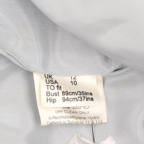 Jaeger Women Blue Mid-Length Coat Size 12 Acetate Blend Classic Style