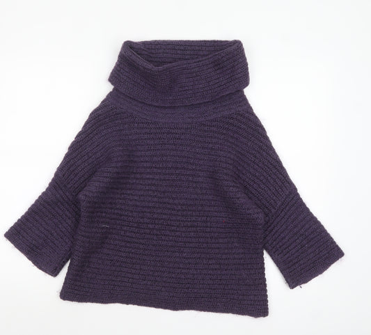 Marks and Spencer Womens Purple Roll Neck Chunky Knit Jumper Size 12