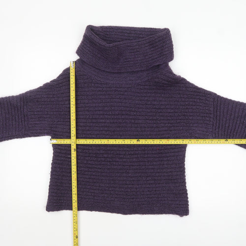 Marks and Spencer Womens Purple Roll Neck Chunky Knit Jumper Size 12