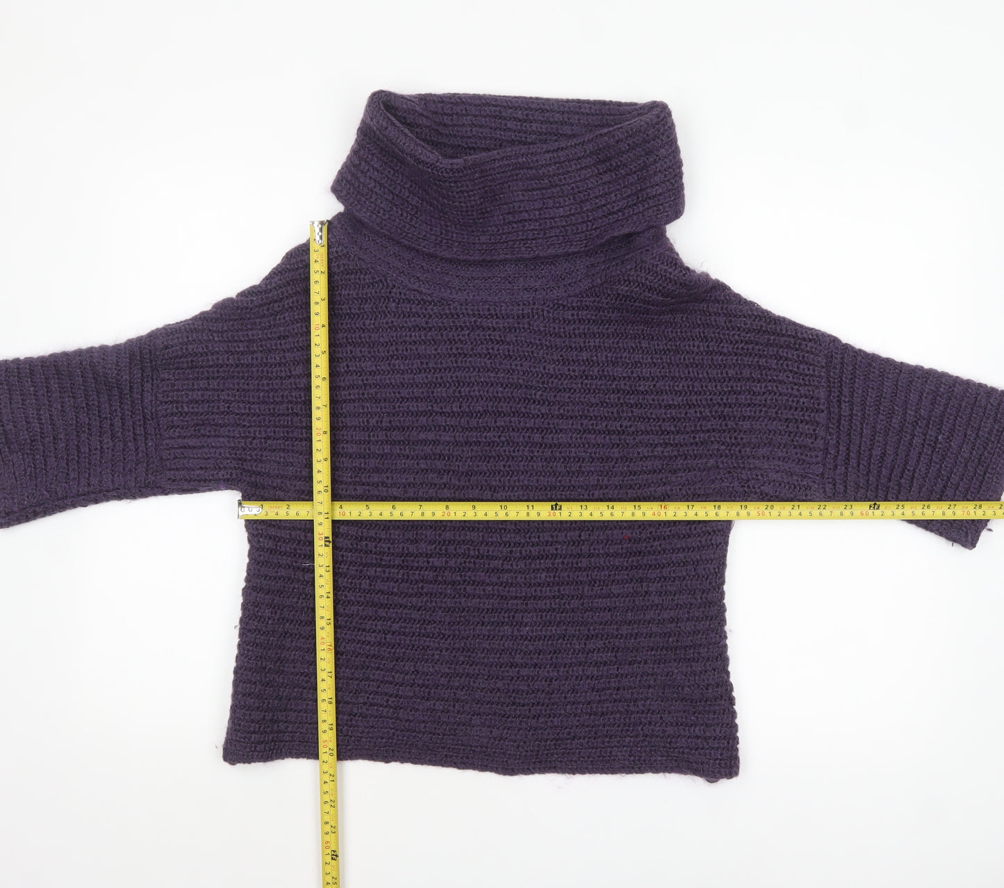 Marks and Spencer Womens Purple Roll Neck Chunky Knit Jumper Size 12