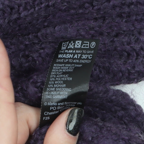 Marks and Spencer Womens Purple Roll Neck Chunky Knit Jumper Size 12
