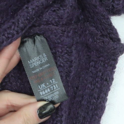 Marks and Spencer Womens Purple Roll Neck Chunky Knit Jumper Size 12