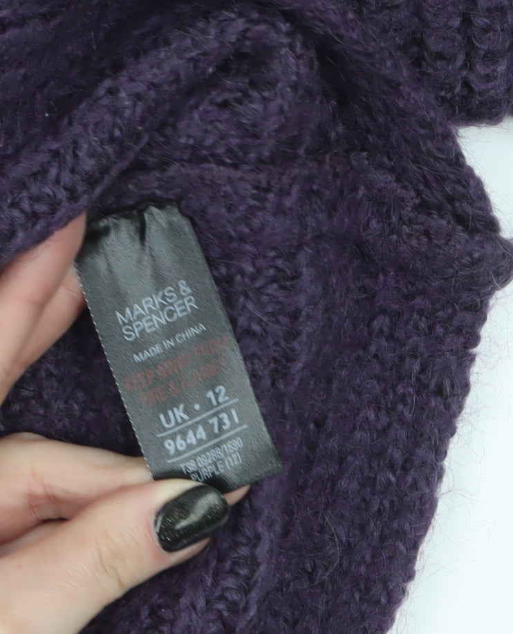 Marks and Spencer Womens Purple Roll Neck Chunky Knit Jumper Size 12