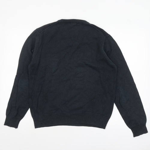 GANT Men's Black Cotton V-Neck Pullover Jumper Size S