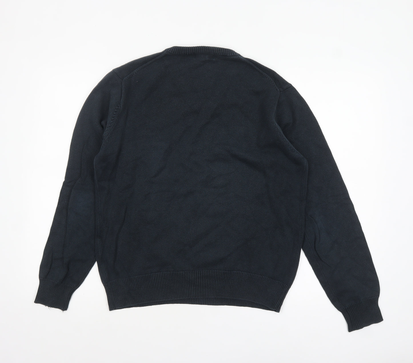 GANT Men's Black Cotton V-Neck Pullover Jumper Size S