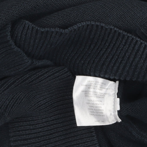 GANT Men's Black Cotton V-Neck Pullover Jumper Size S