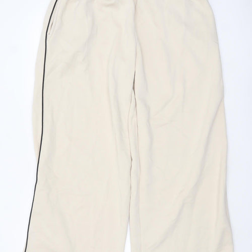 Boohoo Women's Beige XL Relaxed Wide Leg Sweatpants with Stripe