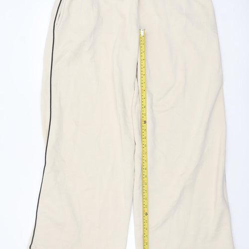 Boohoo Women's Beige XL Relaxed Wide Leg Sweatpants with Stripe