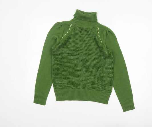 Baby Jane Cacharel Women Green Roll Neck Wool Blend Jumper Size 12