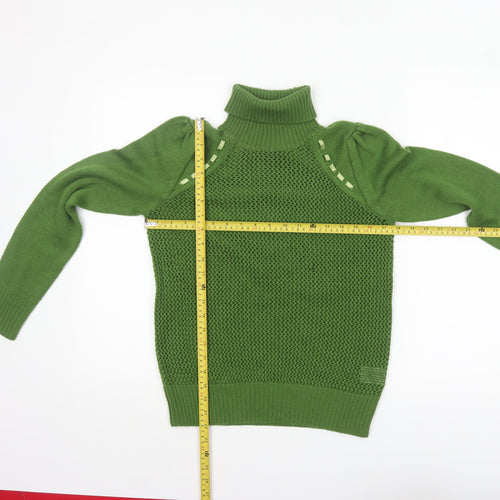 Baby Jane Cacharel Women Green Roll Neck Wool Blend Jumper Size 12