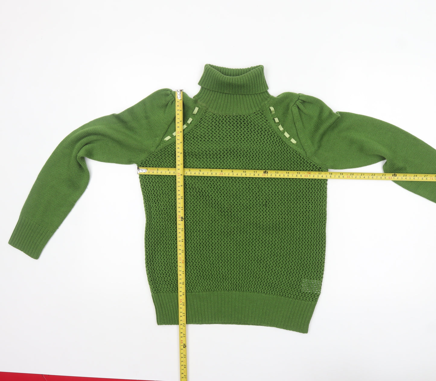 Baby Jane Cacharel Women Green Roll Neck Wool Blend Jumper Size 12