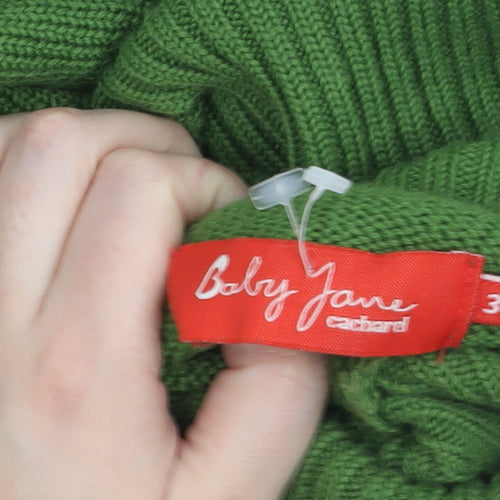 Baby Jane Cacharel Women Green Roll Neck Wool Blend Jumper Size 12