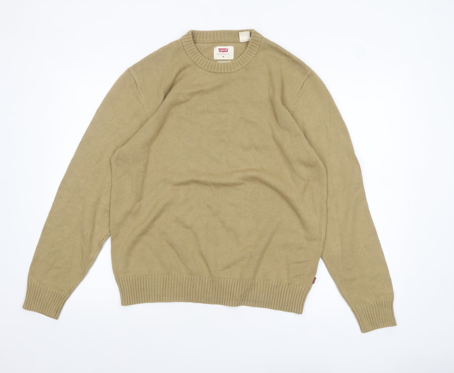 Levi's Men's Beige Cotton Crew Neck Pullover Jumper Size M