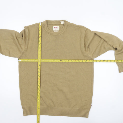 Levi's Men's Beige Cotton Crew Neck Pullover Jumper Size M