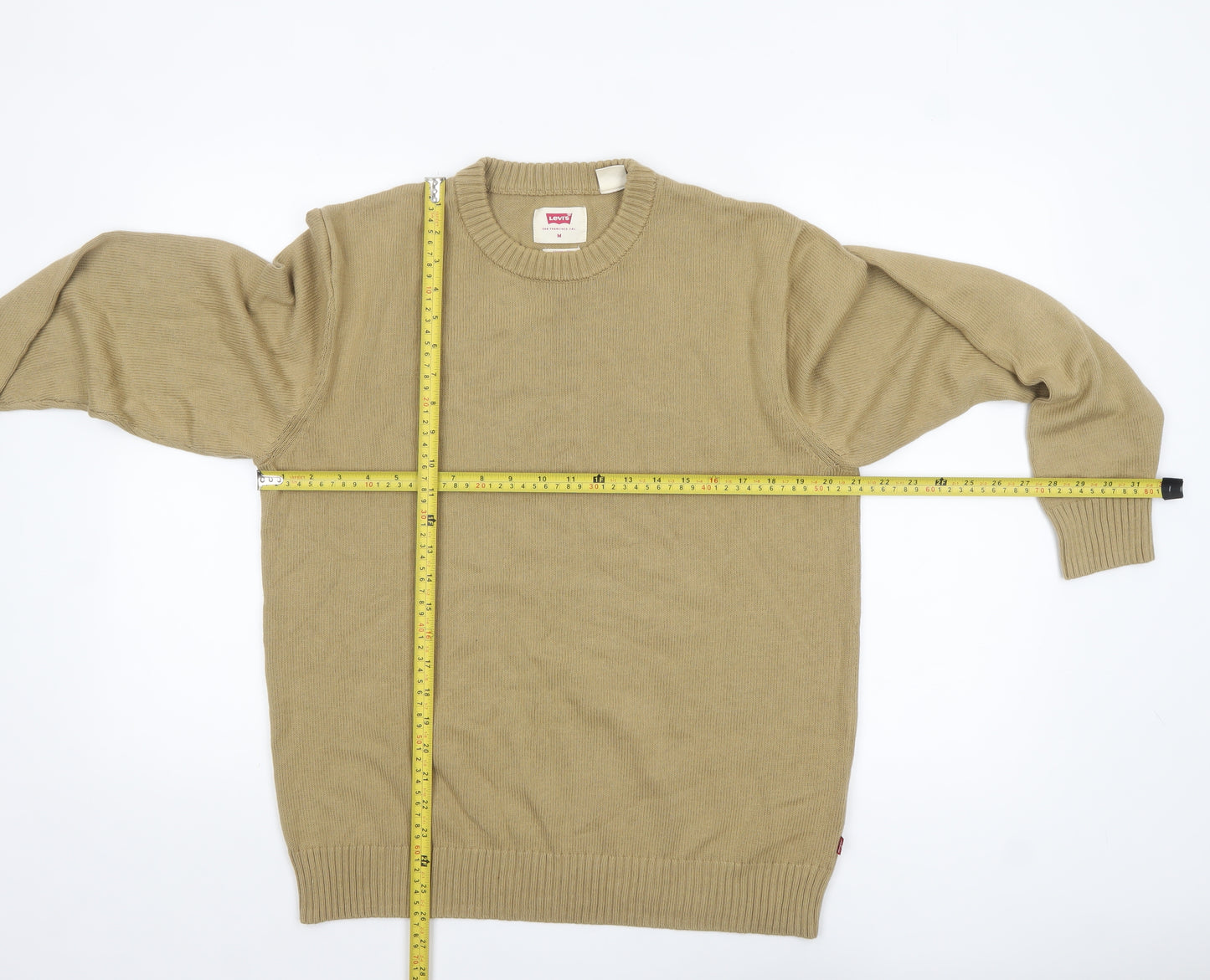 Levi's Men's Beige Cotton Crew Neck Pullover Jumper Size M