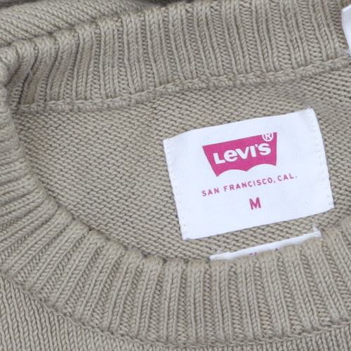 Levi's Men's Beige Cotton Crew Neck Pullover Jumper Size M
