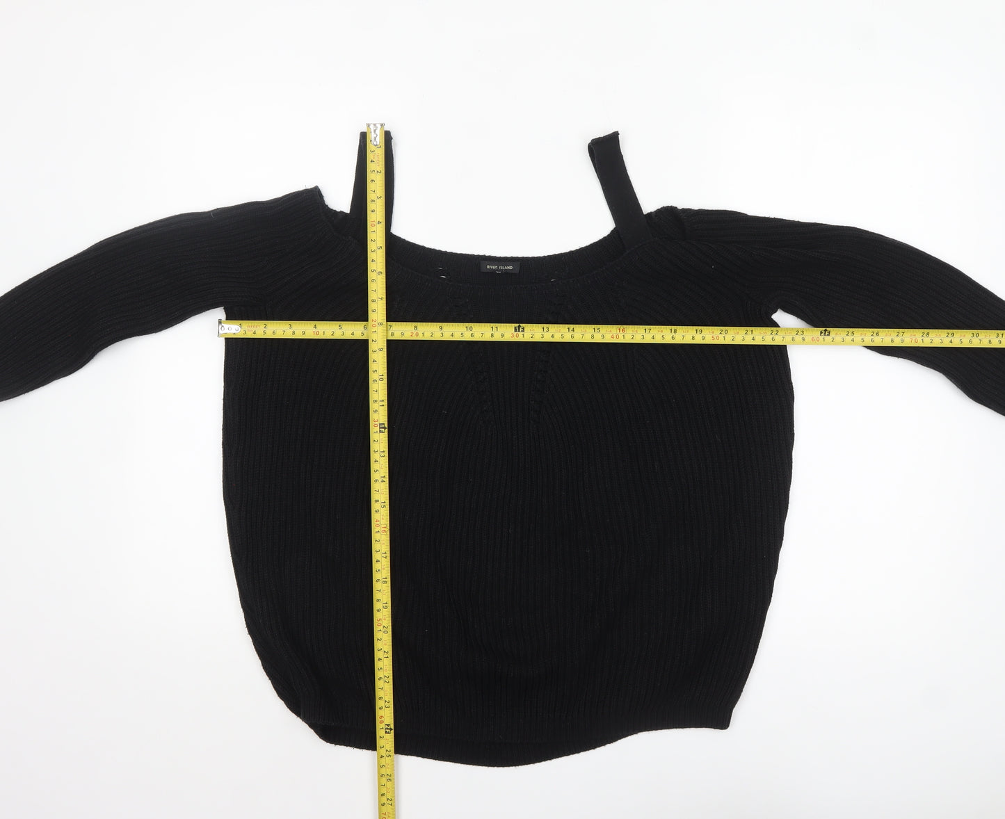 River Island Women’s Black Size 6 Off Shoulder Knit Jumper