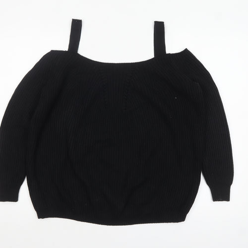 River Island Women’s Black Size 6 Off Shoulder Knit Jumper