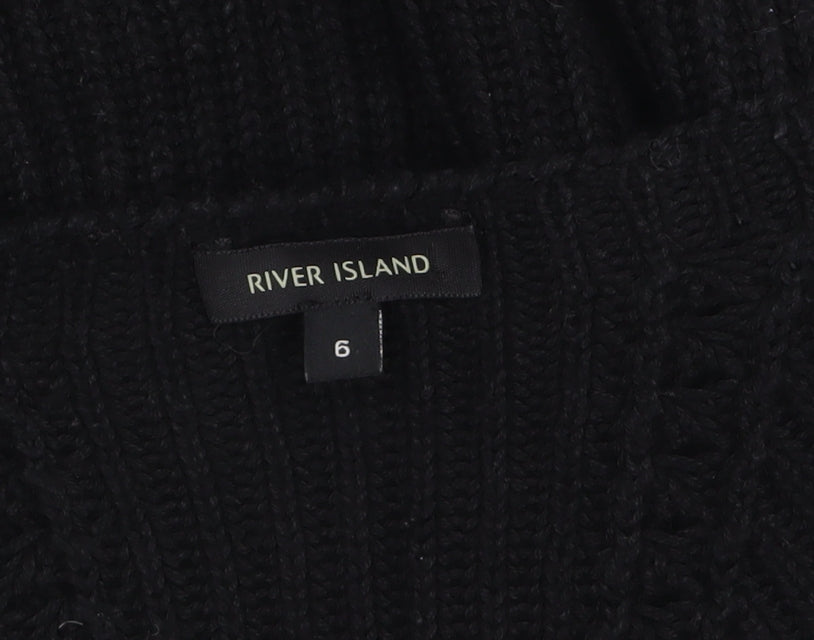 River Island Women’s Black Size 6 Off Shoulder Knit Jumper
