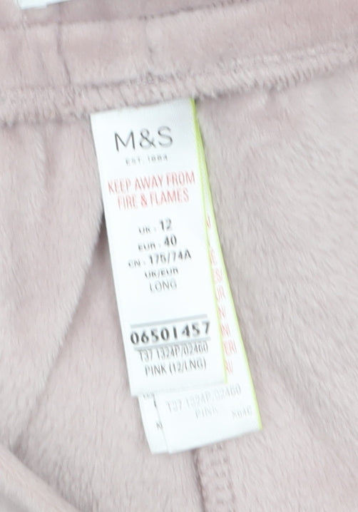 Marks and Spencer Women Pink Velour Pyjama Pants Size 12