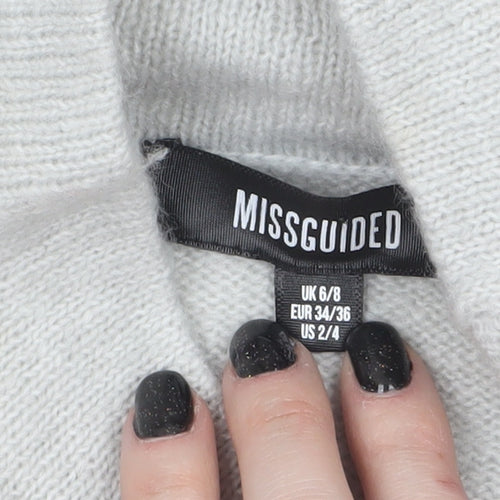 Missguided Women's Grey Mock Neck Knit Jumper UK 6
