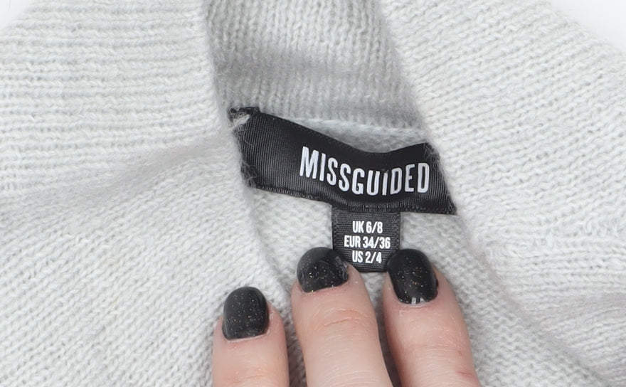 Missguided Women's Grey Mock Neck Knit Jumper UK 6